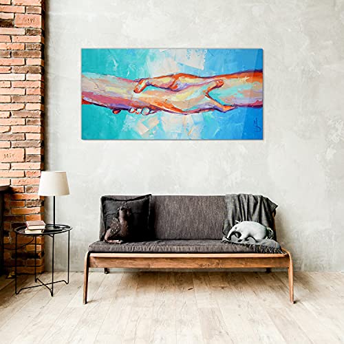 Impression sur verre acrylique décoration murale tableau salon mains