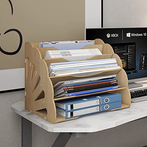 PUNCIA Dokumentenablage A4 Briefablage Ablagefächer Holz Schreibtisch Datei Organizer Papierablage Aktenaufbewahrung Ablagesystem Dokumentenhalter Ordner für Büro Arbeitszimmer Schule Office