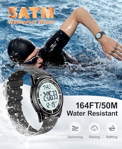 Beeasy Digital Watch Waterproof with Stopwatch Alarm Countdown Dual Time, Ultra-Thin Super Wide-Angle Display Digital Wrist Watches for Men Women2