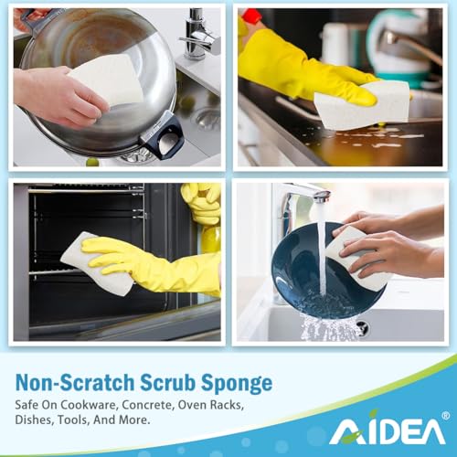 Image of AIDEA Sponges Kitchen, 9Count, Non-Scratch Scrub Sponge, Natural Sponge for Non-Stick Cookware, Cellulose Sponges for Dishes, Cleaning Power for Kitchen, Bathroom, Household