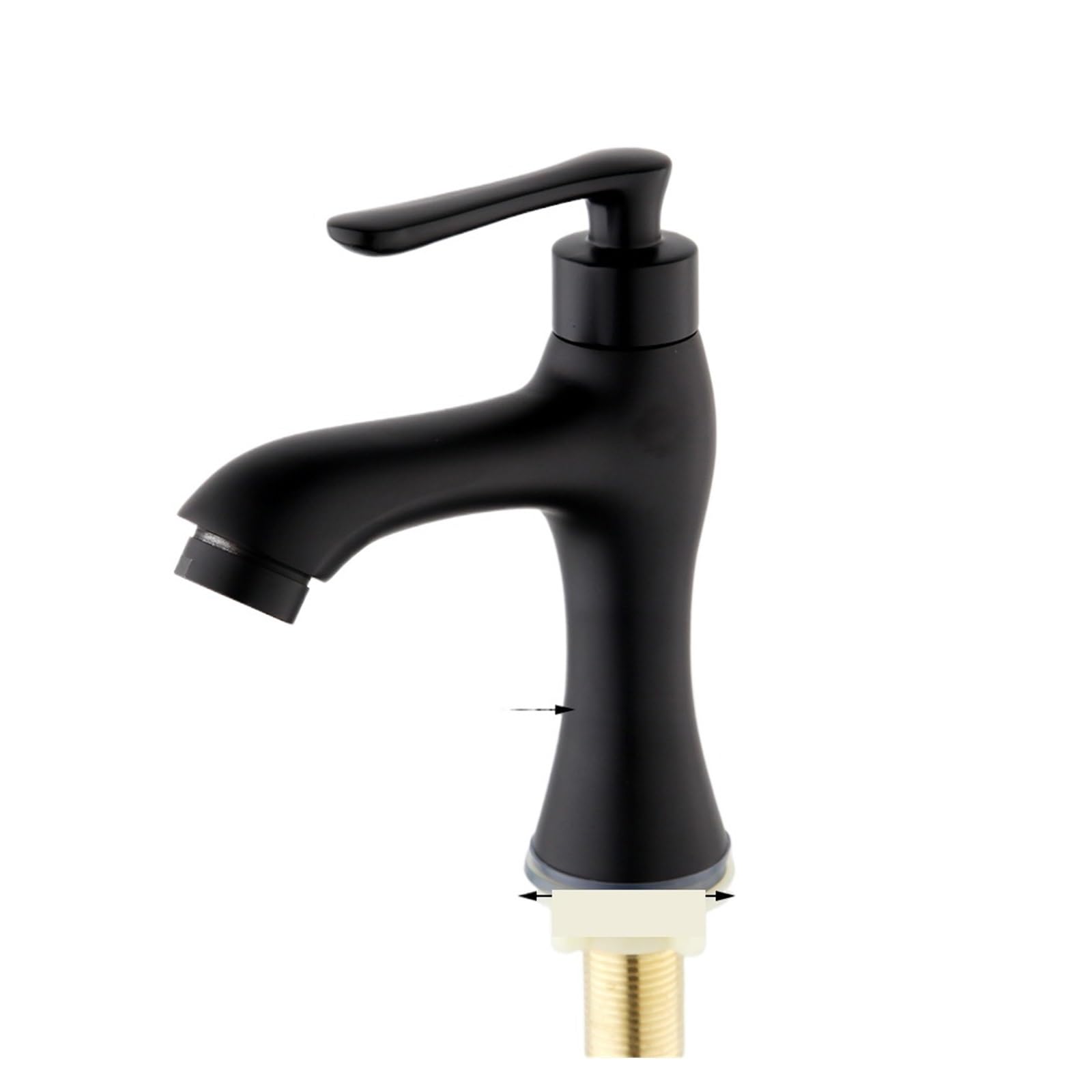 CVFRDD Matte Black Bathroom Faucet, Basin Sink Single Lever Only Cold Faucet, Deck Mounted Washbasin Spray Spout Bathtub Tap