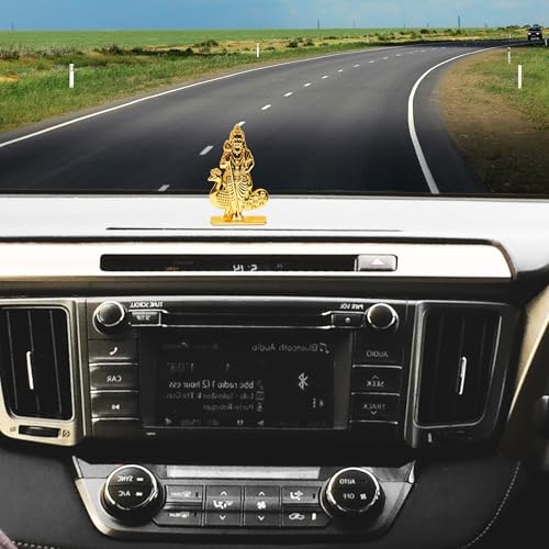 Image of anciently Murugan Statue for Car Dashboard | Kartikeya Idol for Car Dashboard, Metal, 1 Piece (Gold Colour)