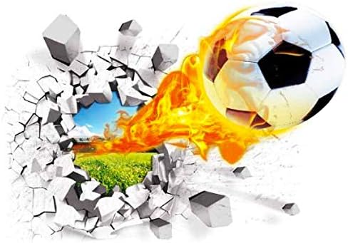 Saflyse Realistic 3D Football Broken Wall Effect DIY Wall PVC Wall Sticker for Child's Bedroom Wall Sticker 70 x 50 cm