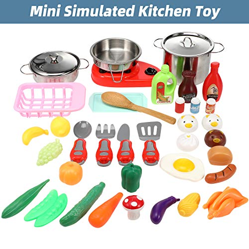 image for Skylety 42 Pcs Play Kitchen Accessories Kitchen Playset with Pot Pan S