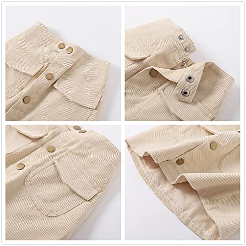WELAKEN Girl\'s Corduroy Skirt with Pockets,Spring Little & Big Girl\'s Lightweight Cotton Short Skirt