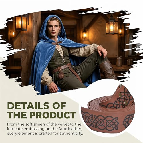 Image of Renaissance Hooded Cloak Set for Men Women Medieval Costume for Halloween