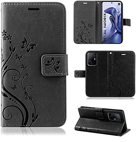 betterfon Mobile Phone Case for Xiaomi 11T / 11T Pro, Case Xiaomi 11T Pro / 11T – Flip Case Protective Mobile Phone Case with [Card Slots, Quality TPU] for Xiaomi 11T / 11T Pro Black