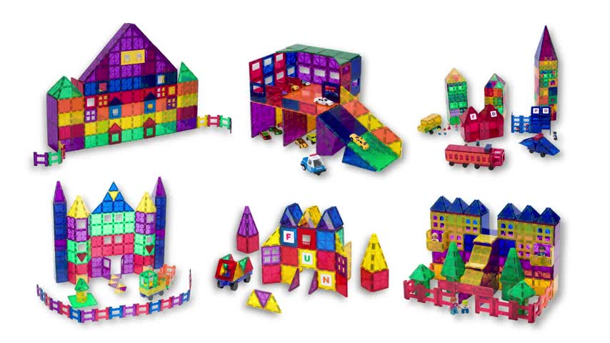 Playmags Lot De 56 Blocs Magnétiques + Voiture - Jouets De Construction STEM Pour Enfants