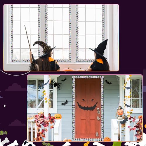 Image of BeYumi Halloween Boo Border Trim - 65ft Halloween Spooky Themed Holographic Straight Rolled Border Trim Iridescent Laser Horror Bulletin Board School Classroom Office Chalkboard Door Party Decoration