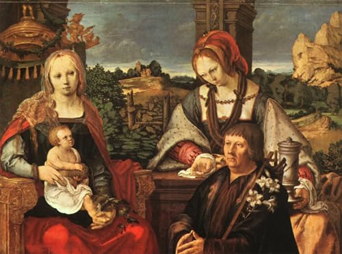 Tableaux peinture sur toile Dame à l'Enfant Lucas Van Leyden chambre 60x90cm