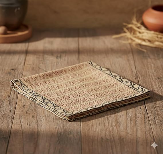 100% Cotton Hand Block Print Check Bandana Scarf Handkerchief for Men & Women, Soft Reusable Square, 21x21 Inches image 4