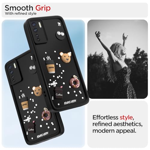 Image of Pikkme Back Cover for Oppo F15 | Cute Fun Cartoon 3D Bear Silicone Full Body Protection Bumper Case (Black)