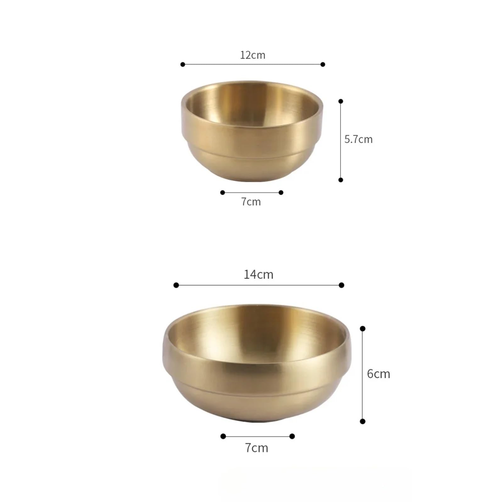 Cuenco de acero inoxidable Tazón De Arroz Acero Inoxidable Doble Capa Dorado, Pequeño, For Uso Comercial, For Sopa Kimchi(SetB)
