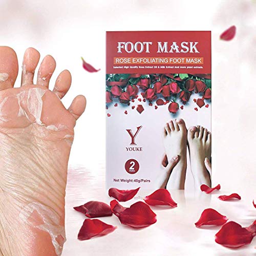 Rose Exfoliating Foot Peeling Mask 2 Pairs Scented Peel Booties for Callus Dead Skin, Get Soft Touch Smooth Feet in 1 Week