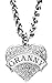 Mother's Day Gift for Granny Engraved Crystal Adorned Heart Shaped Pendant Wheat Chain Necklace Granny
