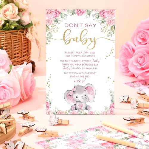 Image of Patelai 321 Pcs Elephant Themed Baby Shower Decorations It's a Girl Pink Baby Shower Games 5 Set for Pink Elephant Theme Gender Reveal Girls Birthday Party Decorations Supplies