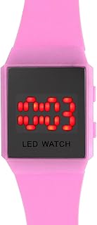 Qtqgoitem Lady Soft Plastic Band Red LED Digital Display Sports Wrist Watch Pink (Model: 604 6d8 FFF a47 faf)