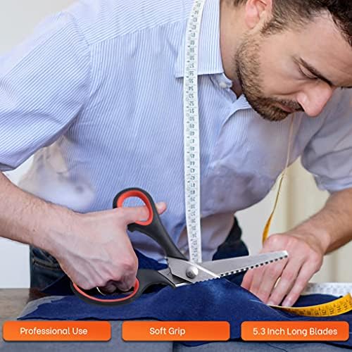 Makasla Ergonomic Pinking Shears, Zig Zag Scissors, Red, Stainless Steel, 5.3 Inch Blade, Ambidextrous, Ideal for Fabric, Leather, Paper, Sewing, Crafting — view 7