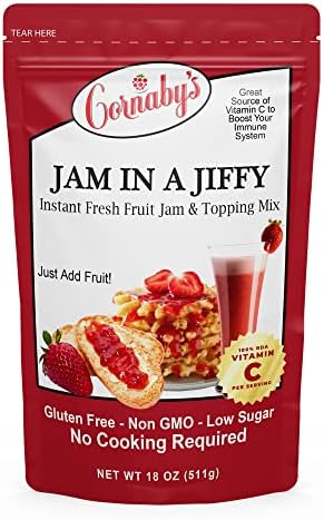 Cornaby's Jam in a Jiffy - Instant Fresh or Freezer, No Cook, Low Sugar Jam Mix | Easiest Way To Make Delicious, Low Sugar, Low Calorie Homemade Jam and Dessert Toppings | Net Wt. 18 oz.…
