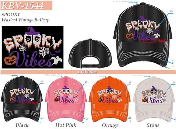 ScarvesMe Women Halloween Bad Witch Washed Vintage Distressed Stitch Baseball Cap Hat