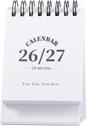 Miniatura 56 de Calendario de escritorio 2026-2027, calendario de 2 años desde enero de 2026 hasta diciembre de 2027, planificador mensual de mesa con calcomanías