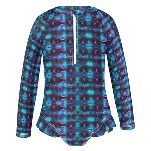 Y2k Blue Purple Girls Long Sleeve Swimsuit UPF 50+ Rashguard Swimwear One Piece Bathing Suit for 3-12 212175874