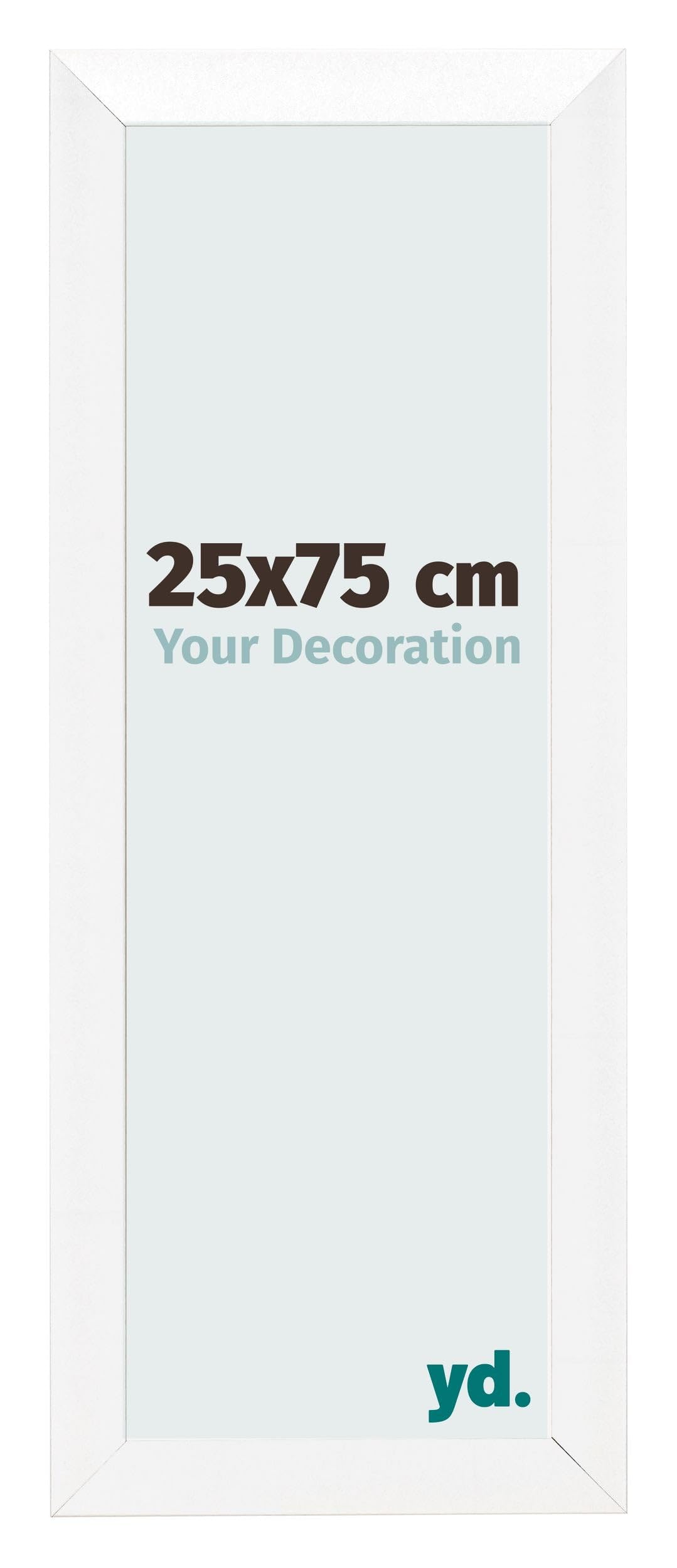 Your Decoration - Picture Frame 25x75 cm - White High Gloss - Decorative Wall Frame in wood with Antireflection - Frame 25x75 - Pisa