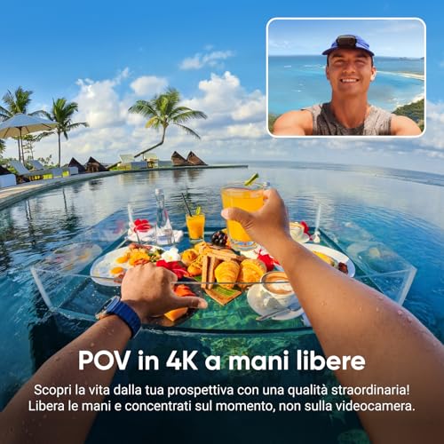 GO 3S Nero Notte (128GB) - Cam 4K per vlogging, POV a mani libere, montaggio magnetico, stabilizzazione, 140 minuti di autonomia, impermeabilità fino a 10 m, editing IA - Gadget - Immagine 2