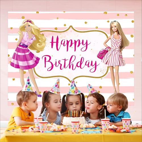 Image of Doll Birthday Backdrop 4x3 Ft | Backdrops for Decoration | Birthday Decoration Backdrop | Banner for Kids Theme Party