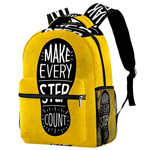 Sac à dos Campus jaune avec citation inspirante pour l'école