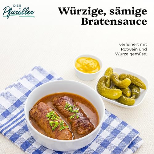 DER PFARÖLLER Bayerische Rinderroulade mit Soße – hausgemacht, traditionell, nachhaltig – Fleischgericht im Glas, 2 Gläser à 400g – Fertiggericht für Topf & Mikrowelle
