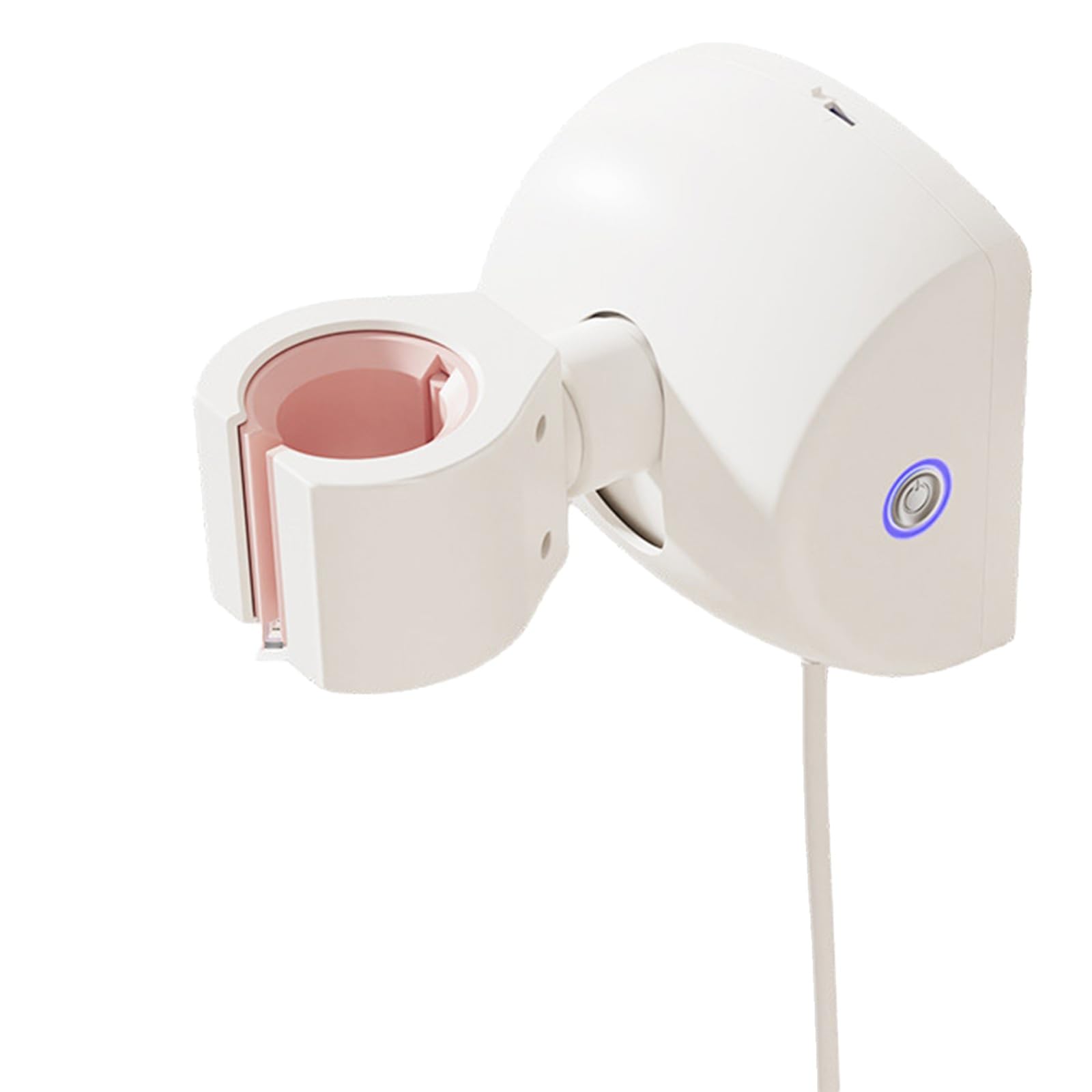 Supporto per asciugacapelli Girevole Automatico, Supporto a Parete per asciugacapelli a Mani libere, Senza Foratura, Oscillazione da 0 a 24°, Base Girevole a 90°, Silenzioso(White)