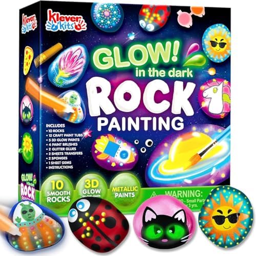 Rock Painting Kit- Glow in The Dark Rock Kit, Arts and Crafts for...