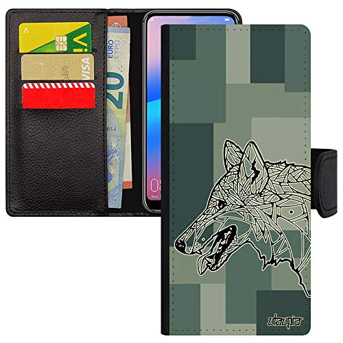 Housse S21 Ultra protection simili cuir rabat porte-cartes loup