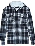Insulated Flannel Jacket for Men Sherpa Lined Zip Up Hoodies Heavy Fleece Coats