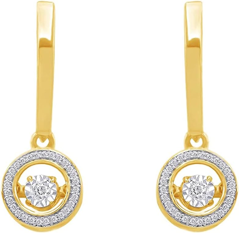 SAVEARTH DIAMONDS 0.30 Carat (Cttw) Round Cut Lab Grown Diamond Halo Dangle Earrings In 10k Solid Gold Jewelry For Women Engagement Wedding