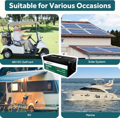 Image of OGRPHY 48V 100AH Lithium Battery for Golf Cart with 18A Charger, 48V Lithium Battery with 200A BMS, Touch LCD Monitor, 5.12kWh with 10.24kW Output, 1000A Peak Current for Golf Cart(51.2V 100AH)