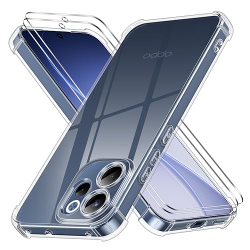 Ikziwreo - Cover per Oppo Reno 15 FS 5G / Oppo Reno 15 F con 2 pezzi in vetro temperato, custodia in silicone TPU trasparente morbido [paraurti con angoli rinforzati], protezione trasparente antiurto