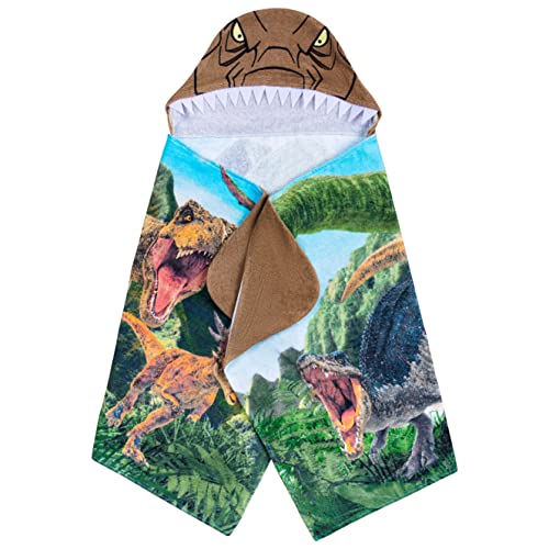 Image of Jurassic World Dominion Soft Bath /Pool /Beach Cotton Terry Hooded Towel Wrap, 24 Inches x 50 Inches, By Franco Kids