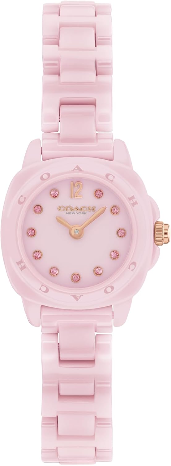 COACH Kitt Women’s Quartz Watch - Ceramic - Link Bracelet, Lacquer Dial with Numerical Markers, Slim Modern Design - Everyday Dress Watch - Gift for Her 21mm