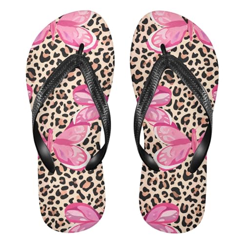 Leopard Pink Butterfly Flip Flop Beach Summer Casual Sandal for Women & Men Shower Shoes 20861879