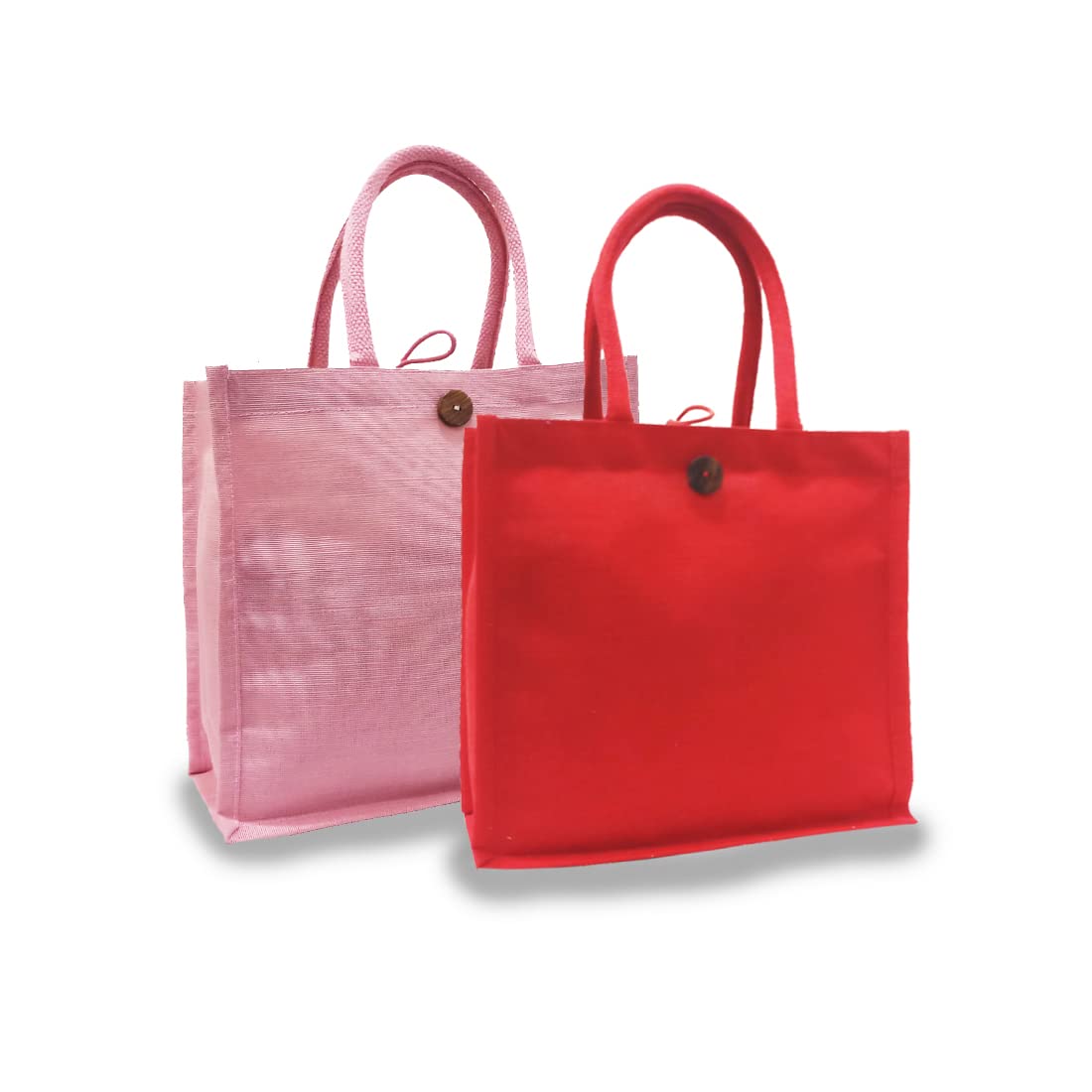 EARTHBAGS Solid Color JUCO Bags with Loop Closure - Pack of 2 (Pink)