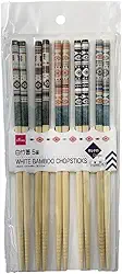 Hashi Daiso 5 Pares Bambu Branco Estampa Ortega Palitinhos Orientais Reutilizáveis Leves Resistentes Laváveis Utensílios Japoneses Para Cozinha Jantar Oriental