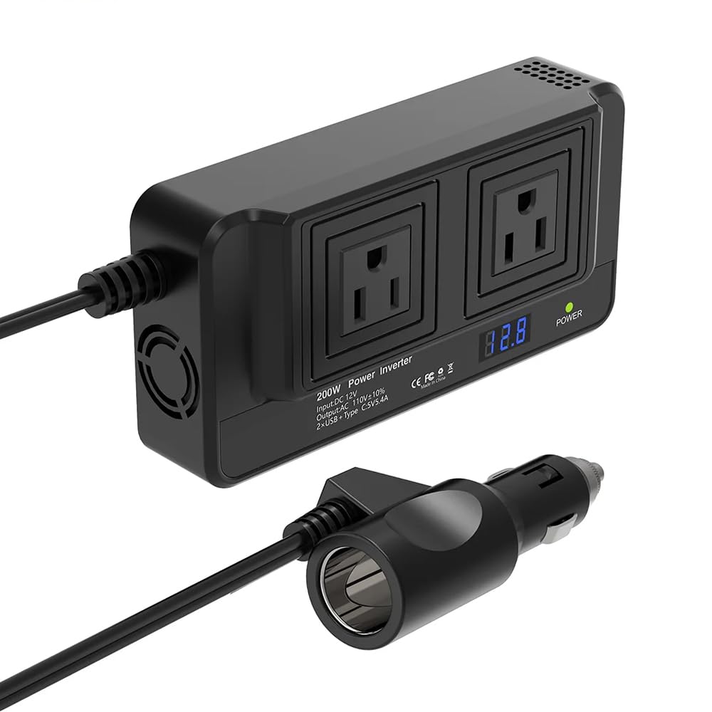 Inverter for auto da 200 W, DC 12 V a AC, for caricare dispositivi elettronici,Conversione di potenza stabile