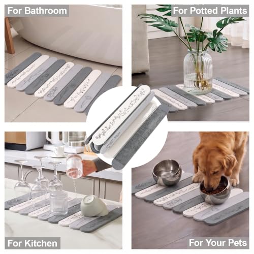 Black Floral Diatomaceous Earth Fast Drying Stone Bath Mat for Bathroom by INFISIBLE - Used condition - Image 7