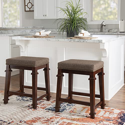 Linon Kennedy Backless Tweed, Brown Counter Stool, #TOP6