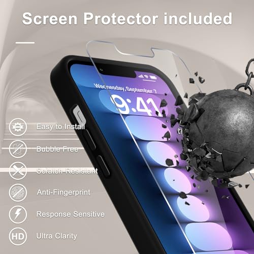 Image of YENAPOON for iPhone 13 Pro Max Case, Matte Magnetic Phone Cover [with 1 Screen Protector] [Support for MagSafe] [Shockproof Military Grade Protection] Translucent Frosted Back, Black