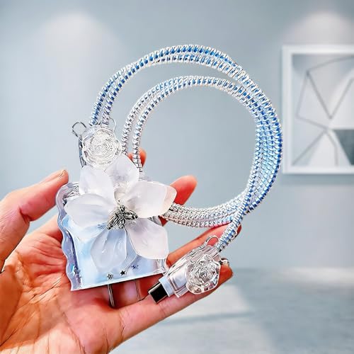 Funda USB de línea tipo camelia 3D para proteger el cable de iPhone en tu escritorio 5