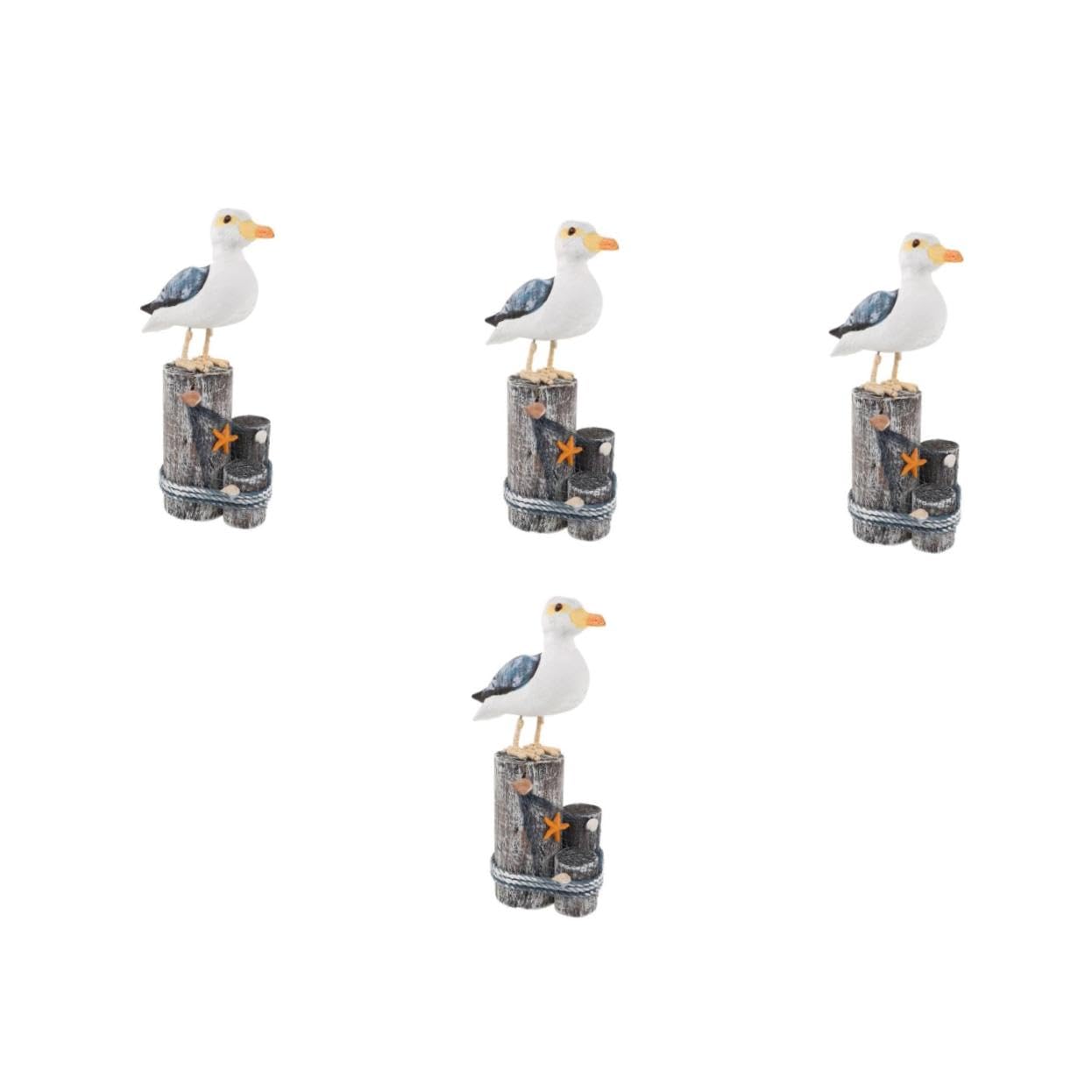 Ornement d'oiseau de mer sculpté gris en bois style marin