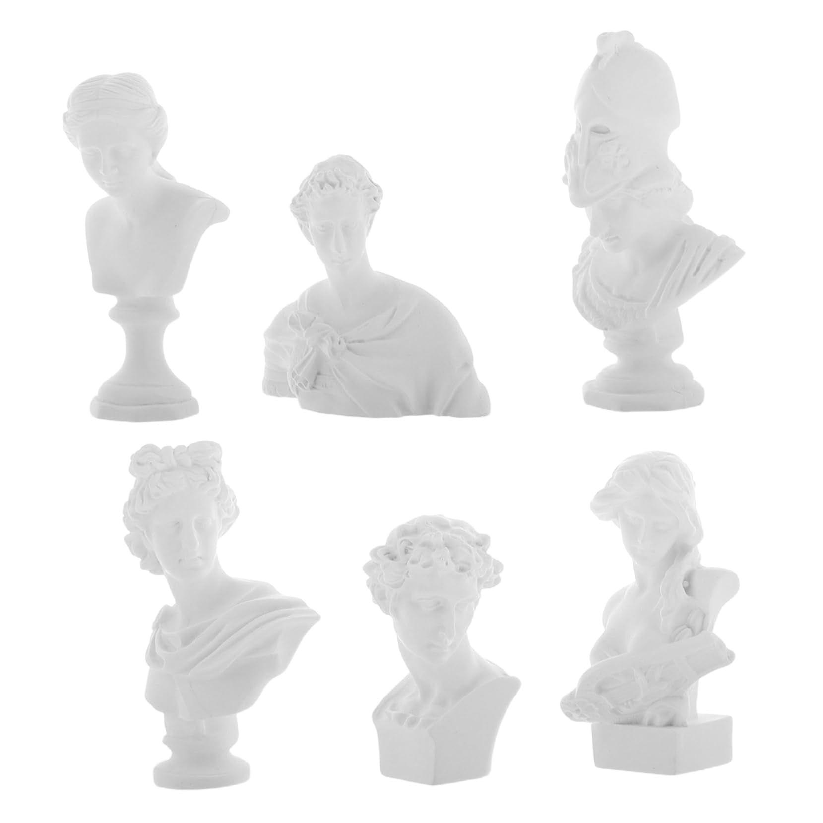 ERINGOGO 6pcs Mini Greek Bust Sculptures Plaster Greek Statue Decor Figurine Mythology Art for Home